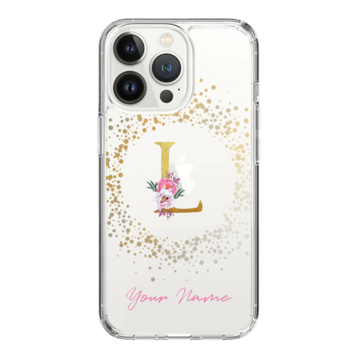 Apple iPhone 15 Pro / Rugged Black Floral Initial Phone Case - Stylizedd.com