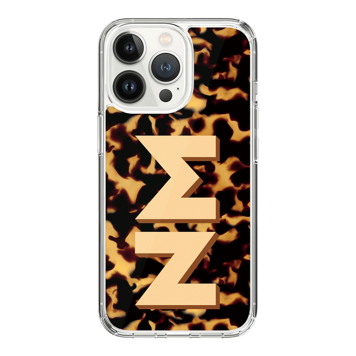 Apple iPhone 15 Pro / Clear Classic Custom Monogram 3D Text Luxury Tortoise Shell Pattern, Phone Case - Stylizedd.com