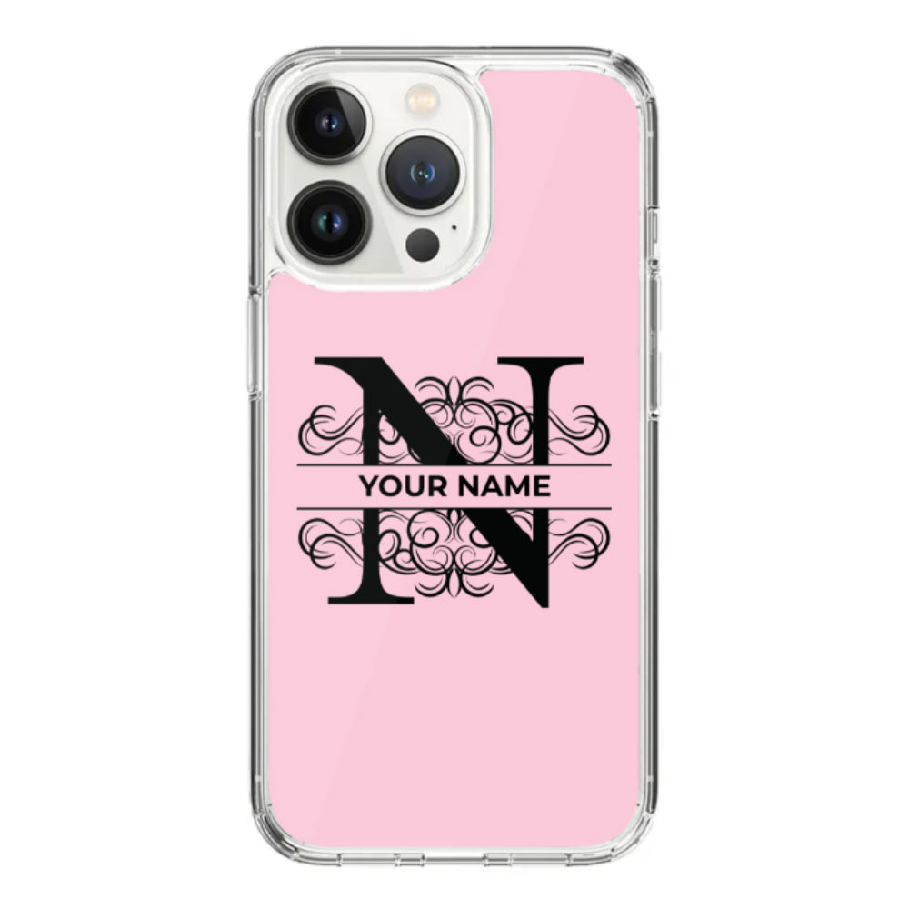 Apple iPhone 15 Pro / Rugged Black Split Floral Initial Phone Case - Stylizedd.com