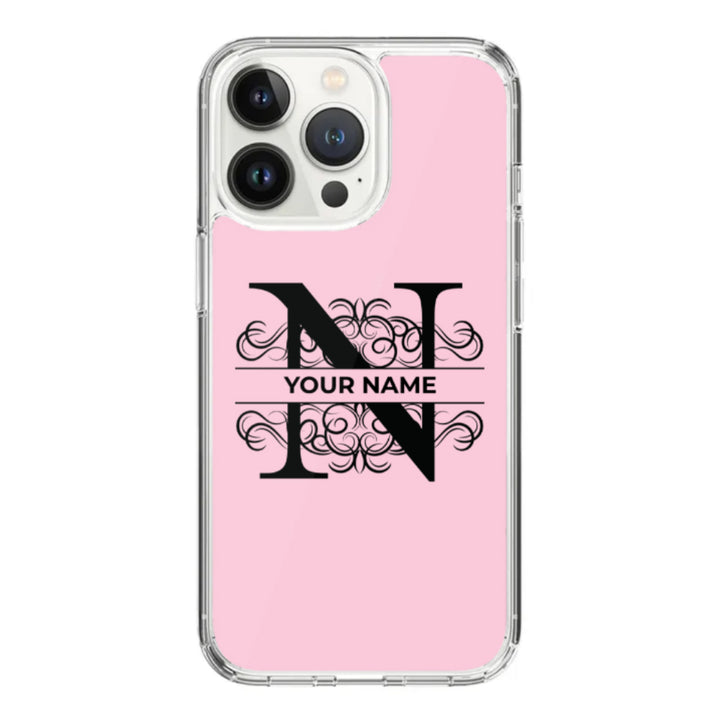 Apple iPhone 15 Pro / Rugged Black Split Floral Initial Phone Case - Stylizedd.com