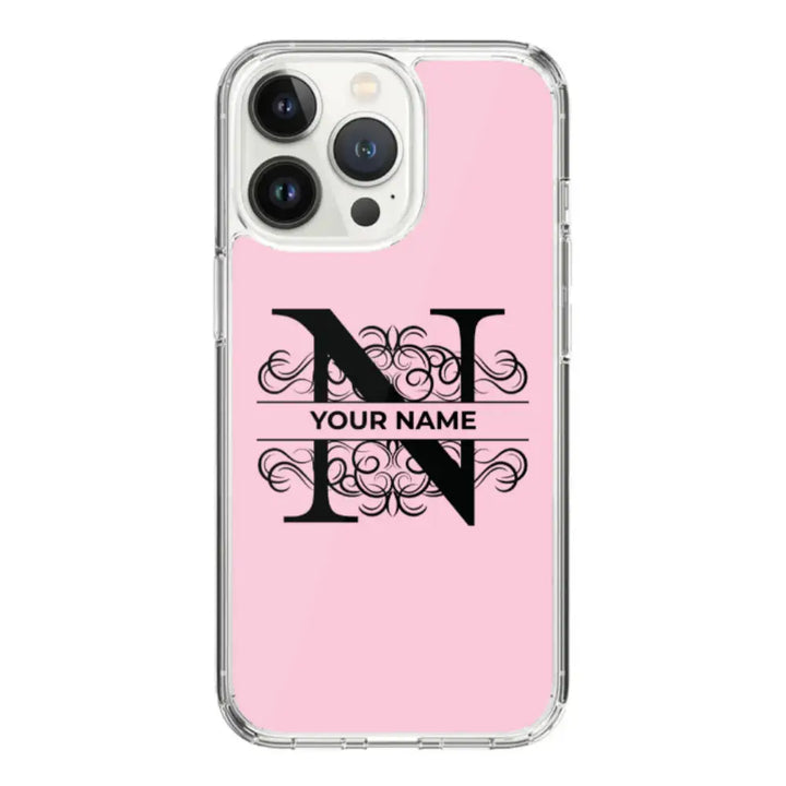 Apple iPhone 15 Pro / Clear Classic Split Floral Initial Phone Case - Stylizedd.com