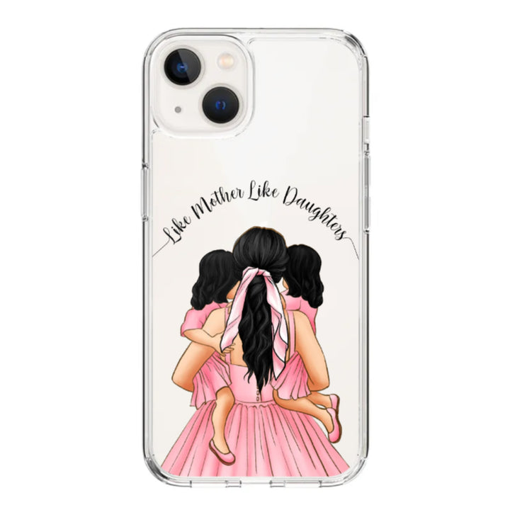 Apple iPhone 15 Plus / Rugged Black Mother 2 daughters Custom Clipart, Text Phone Case - Stylizedd.com