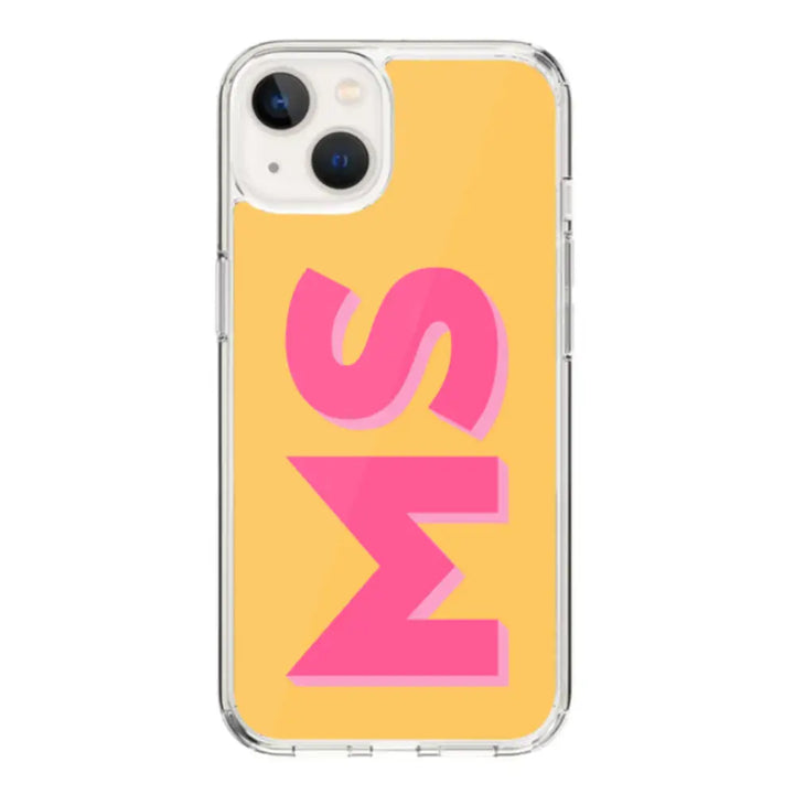 Apple iPhone 15 Plus / Rugged Black Personalized Monogram Initial 3D Shadow Text Phone Case - Stylizedd.com