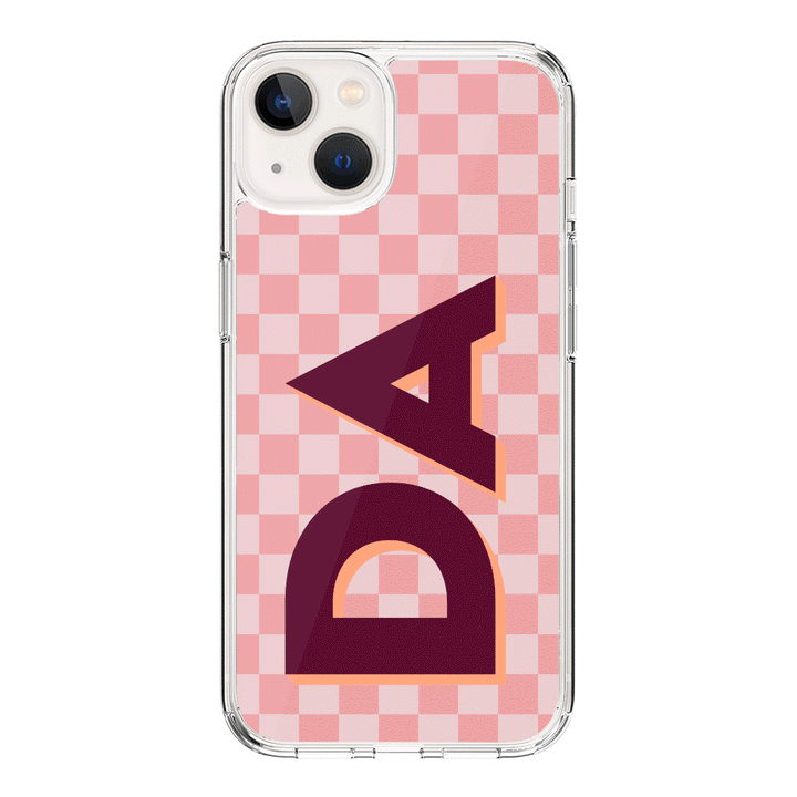Apple iPhone 15 Plus / Rugged Black Custom Monogram Initial Small Checkerboard, Phone Case - Stylizedd.com