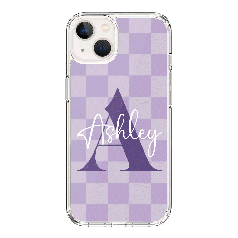 Apple iPhone 15 Plus / Rugged Black Personalized Name Initial Monogram Checkerboard, Phone Case - Stylizedd.com