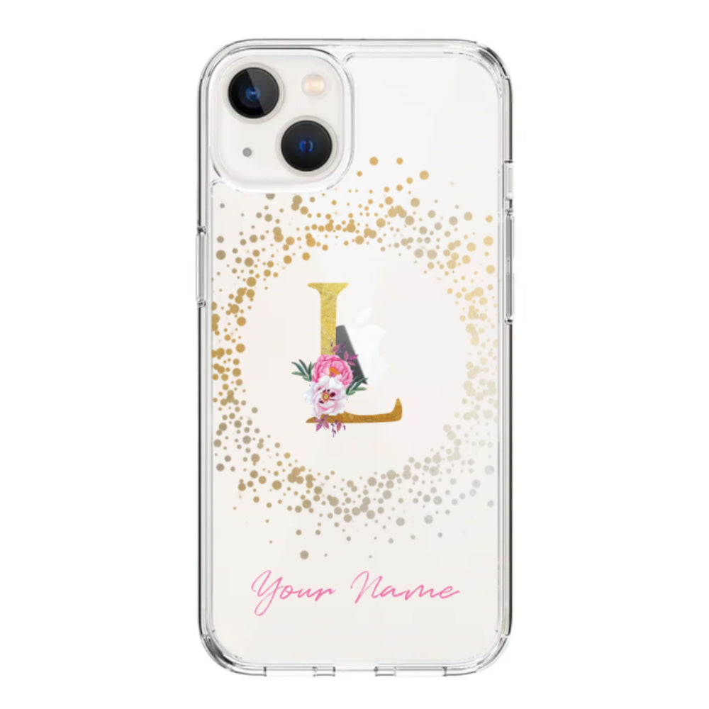 Apple iPhone 15 Plus / Rugged Black Floral Initial Phone Case - Stylizedd.com