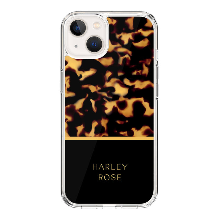 Apple iPhone 15 Plus / Clear Classic Personalized Text Luxury Tortoise Shell Pattern, Phone Case - Stylizedd.com