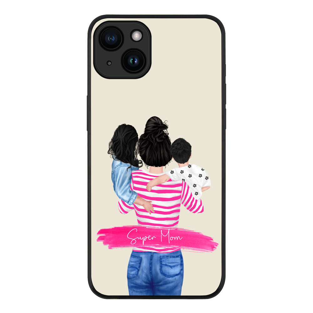 Apple iPhone 15 Plus / Tough Pro Custom Clipart Text Mother Son & Daughter Phone Case - Stylizedd.com