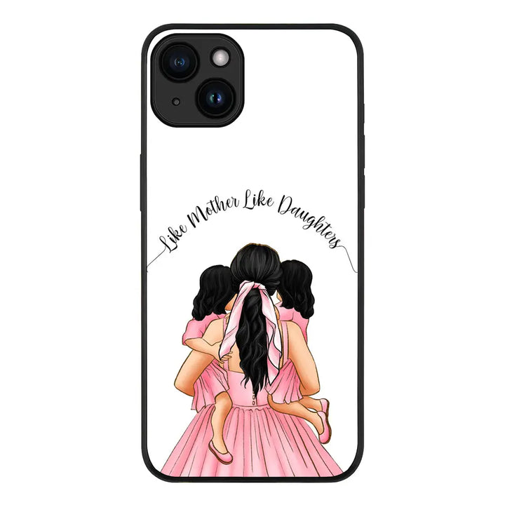 Apple iPhone 15 Plus / Rugged Black Mother 2 daughters Custom Clipart, Text Phone Case - Stylizedd.com