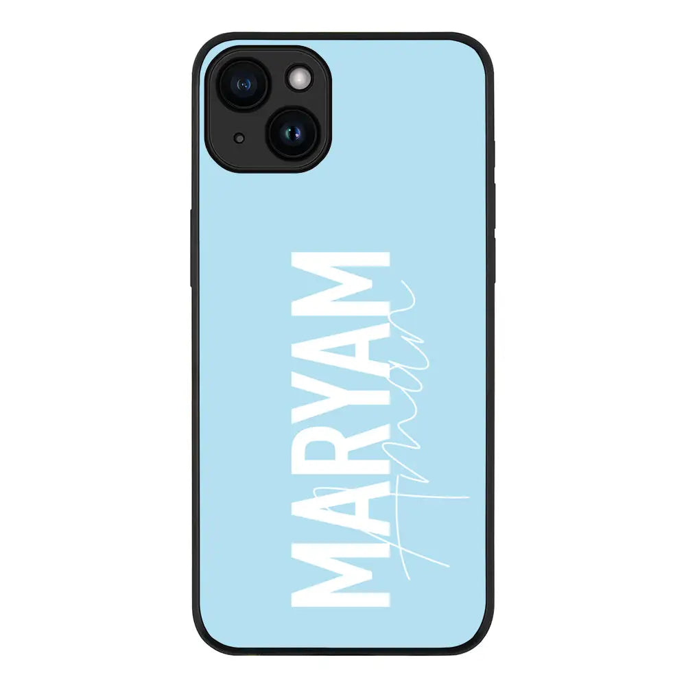 Apple iPhone 15 Plus / Rugged Black Personalized Name Vertical, Phone Case - Stylizedd.com