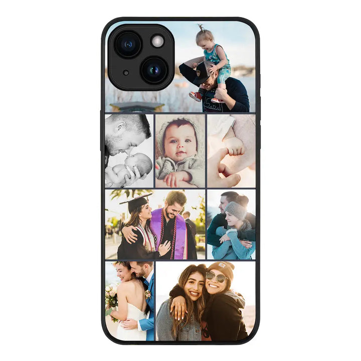 Apple iPhone 15 Plus / Rugged Black Personalised Photo Collage Grid Phone Case - Stylizedd.com