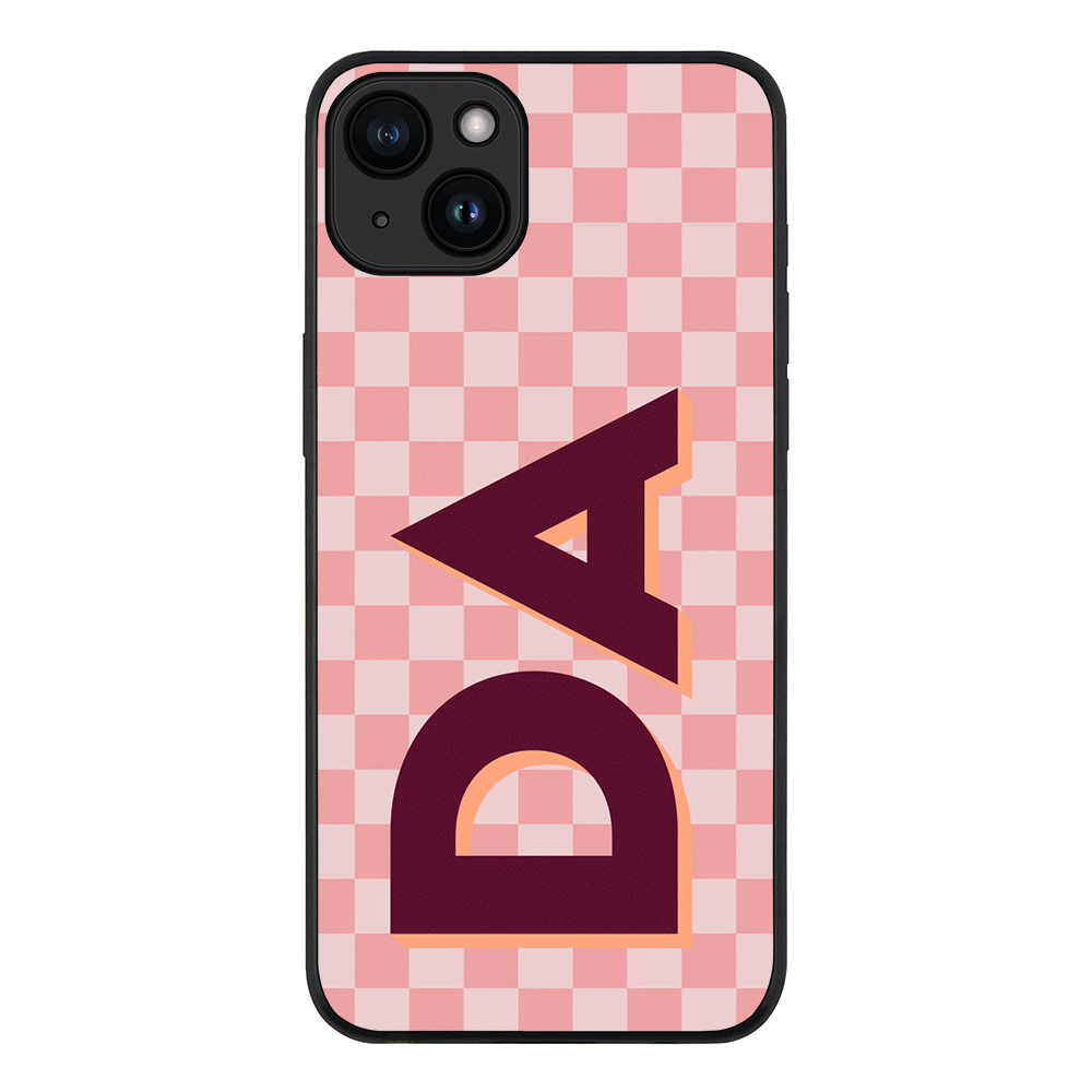 Apple iPhone 15 Plus / Tough Pro Custom Monogram Initial Small Checkerboard, Phone Case - Stylizedd.com