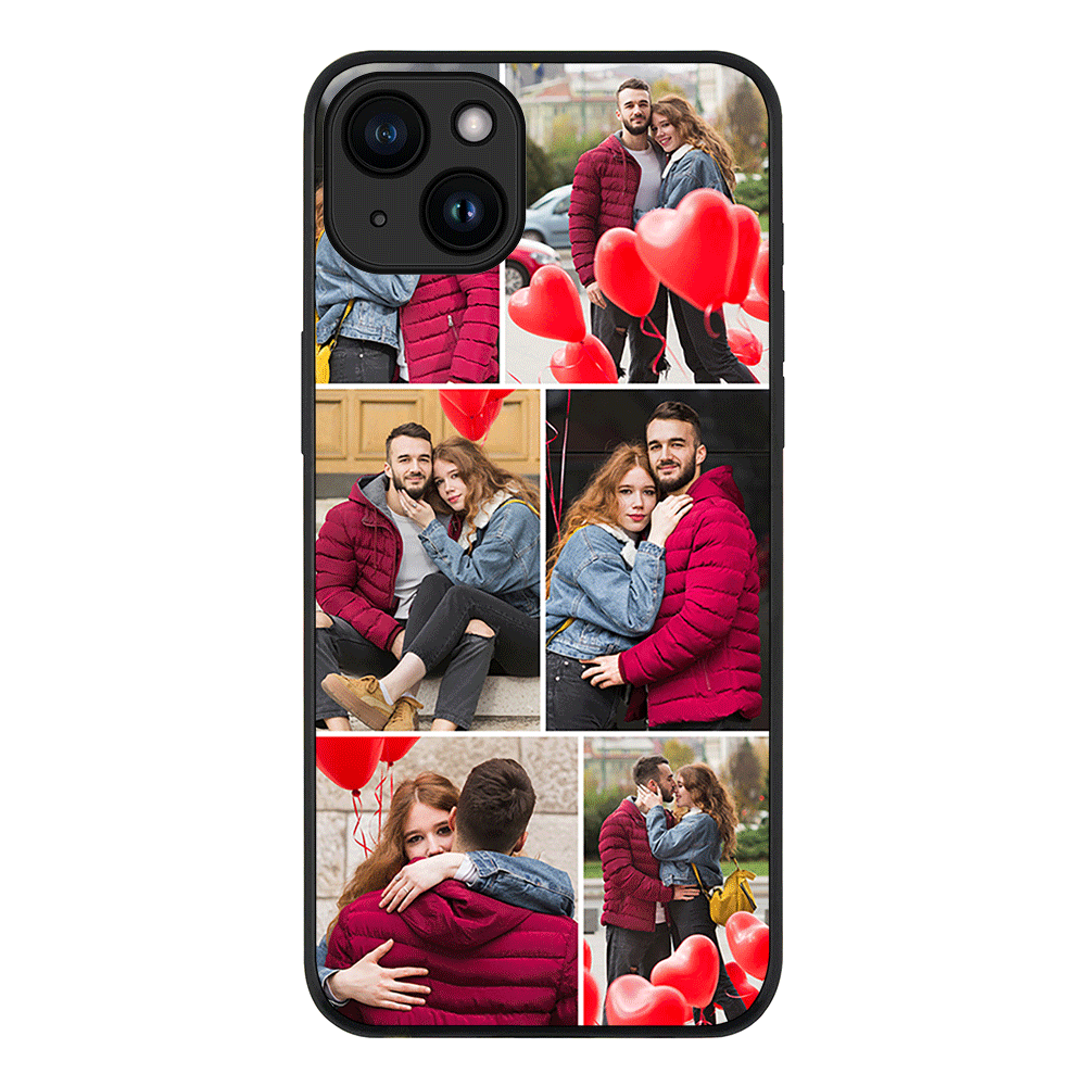 Apple iPhone 15 Plus / Rugged Black Personalised Valentine Photo Collage Grid, Phone Case - Stylizedd.com