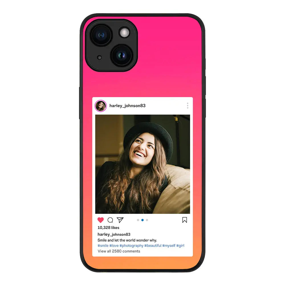 Apple iPhone 15 Plus / Rugged Black Phone Case Custom Photo Instagram Post Template, Phone Case - Stylizedd