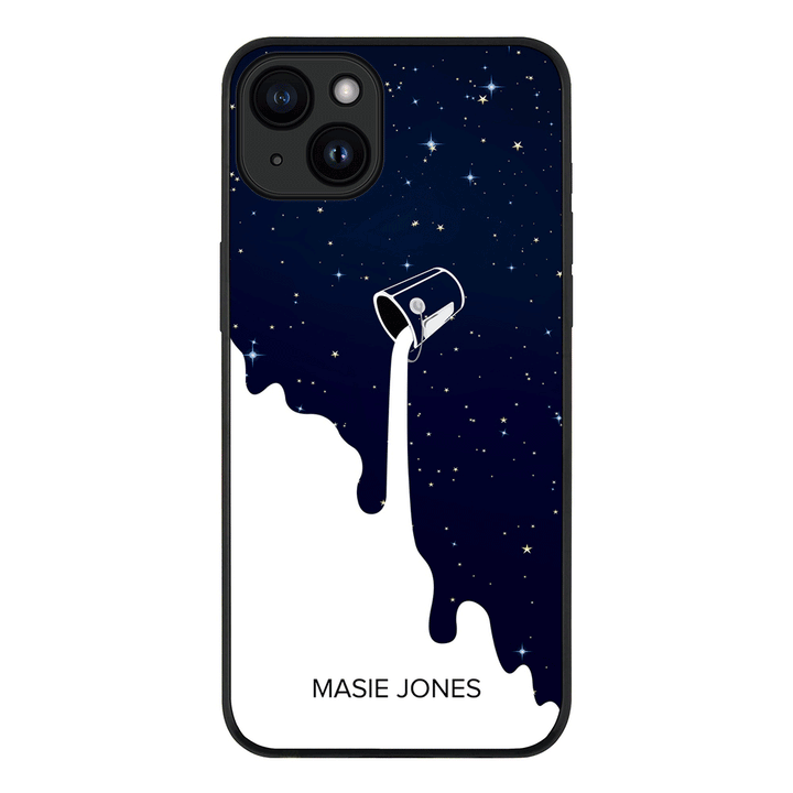 Apple iPhone 15 Plus / Rugged Black Personalized Name Milky Way, Phone Case - Stylizedd.com