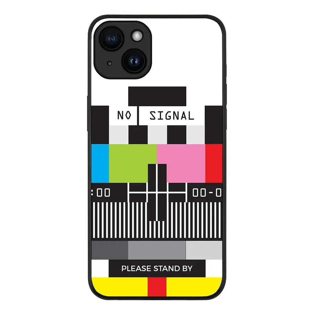 Apple iPhone 15 Plus / Rugged Black Personalized Text Retro No Signal TV Channel, Phone Case - Stylizedd.com