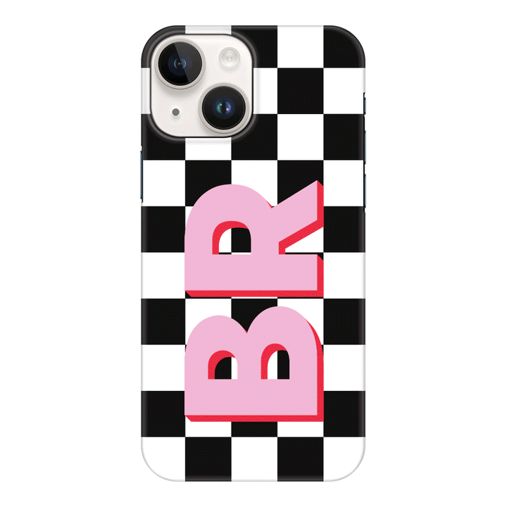 Apple iPhone 15 Plus / Clear Classic Custom Monogram Initial Checkerboard, Phone Case - Stylizedd.com