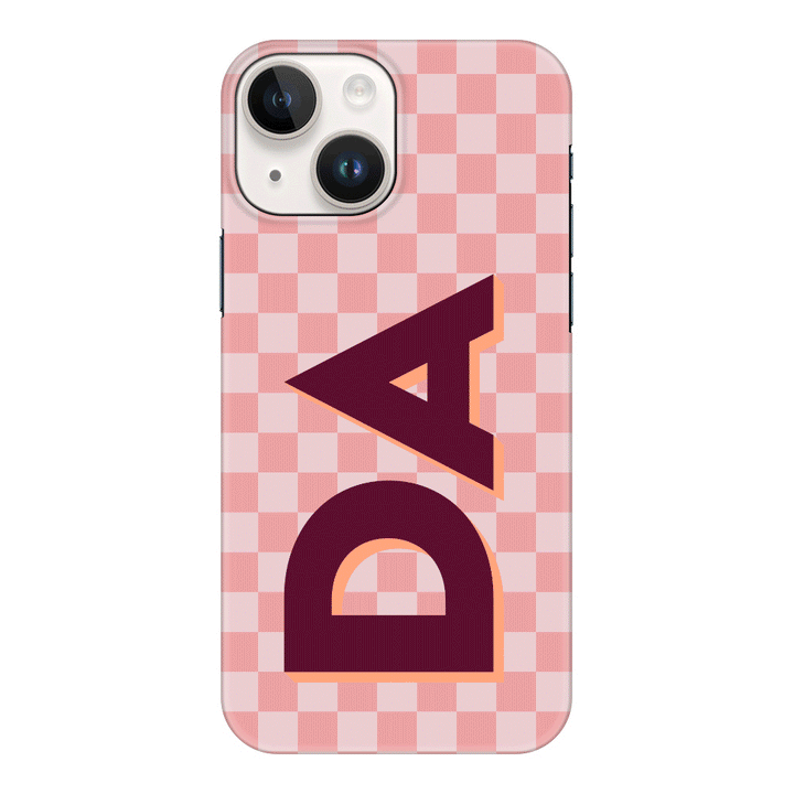 Apple iPhone 15 Plus / Clear Classic Custom Monogram Initial Small Checkerboard, Phone Case - Stylizedd.com