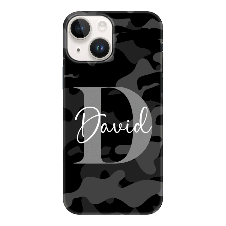 Apple iPhone 15 Plus / Clear Classic Personalized Name Camouflage Military Camo, Phone case - Stylizedd.com
