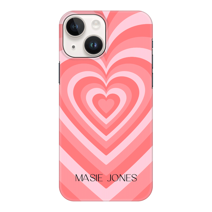 Apple iPhone 15 Plus / Clear Classic Personalized Name Retro Hearts, Phone Case - Stylizedd.com