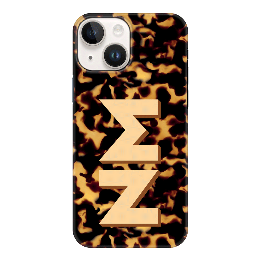 Apple iPhone 15 Plus / Snap Classic Custom Monogram 3D Text Luxury Tortoise Shell Pattern, Phone Case - Stylizedd.com