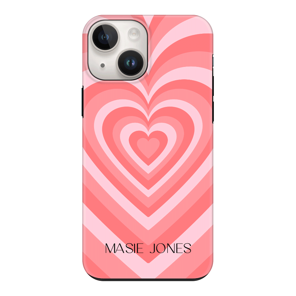 Apple iPhone 15 Plus / Snap Classic Personalized Name Retro Hearts, Phone Case - Stylizedd.com