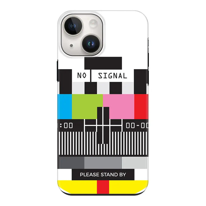 Apple iPhone 15 Plus / Tough Pro Personalized Text Retro No Signal TV Channel, Phone Case - Stylizedd.com