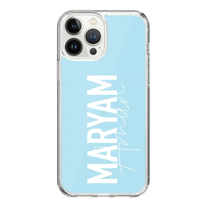 Apple iPhone 15 Pro Max / Clear Classic Personalized Name Vertical, Phone Case - Stylizedd.com