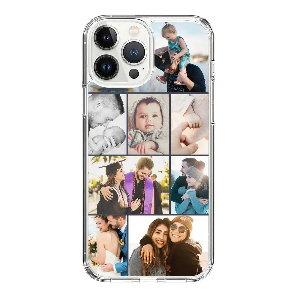 Apple iPhone 15 Pro Max / Clear Classic Personalised Photo Collage Grid Phone Case - Stylizedd.com