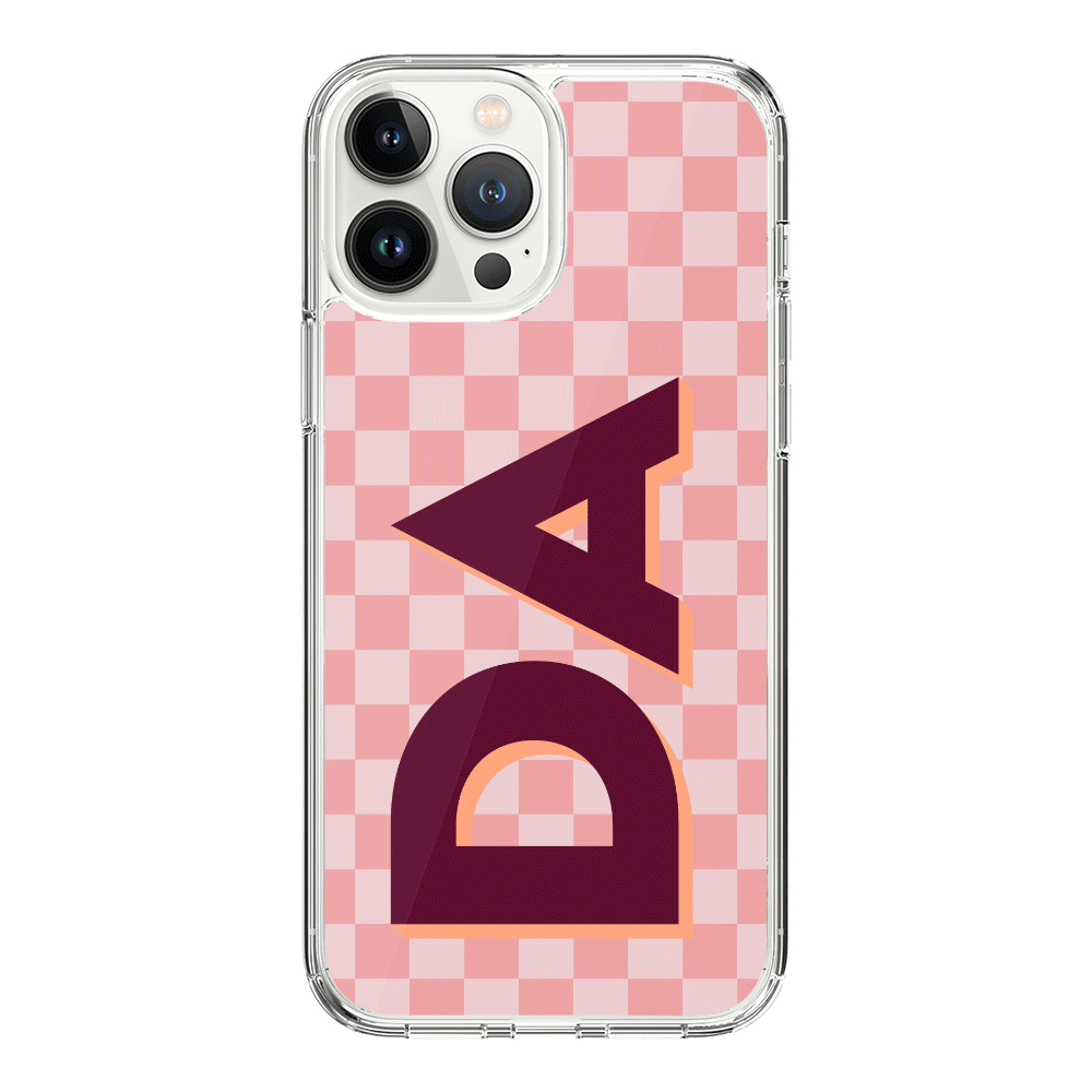 Apple iPhone 15 Pro Max / Rugged Black Custom Monogram Initial Small Checkerboard, Phone Case - Stylizedd.com
