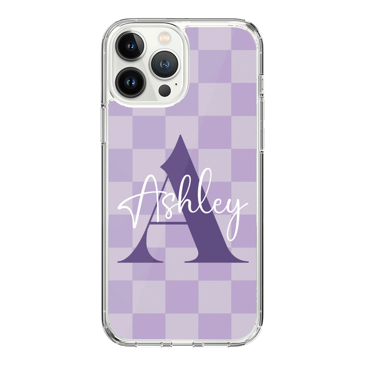 Apple iPhone 15 Pro Max / Rugged Black Personalized Name Initial Monogram Checkerboard, Phone Case - Stylizedd.com
