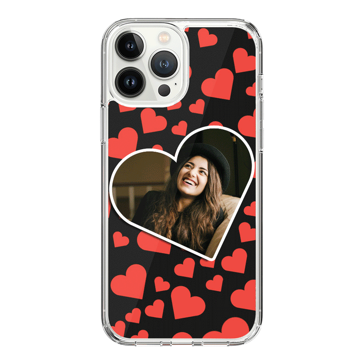 Apple iPhone 15 Pro Max / Rugged Black Custom Photo Heart shaped, Phone Case - Stylizedd.com