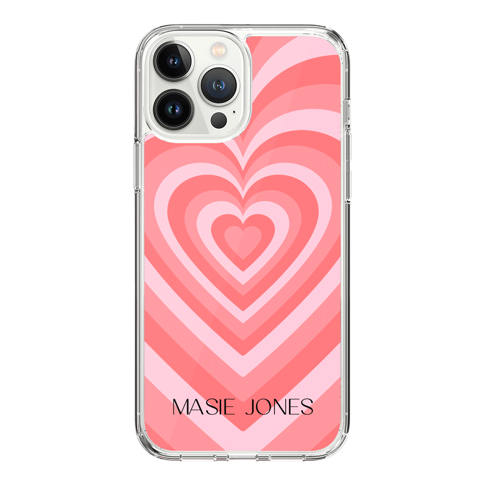 Apple iPhone 15 Pro Max / Rugged Black Personalized Name Retro Hearts, Phone Case - Stylizedd.com