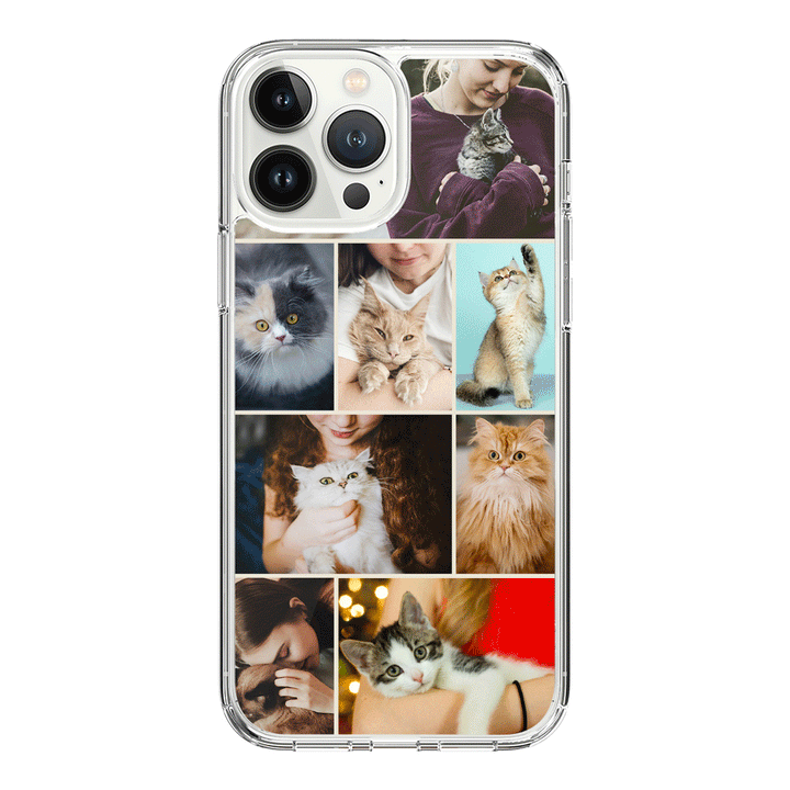 Apple iPhone 15 Pro Max / Rugged Black Personalised Photo Collage Grid Pet Cat, Phone Case - Stylizedd.com