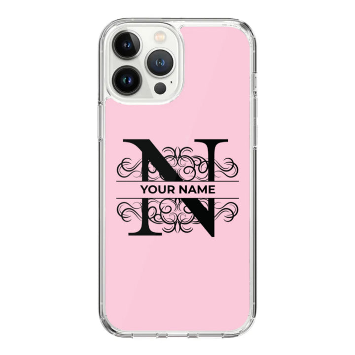 Apple iPhone 15 Pro Max / Rugged Black Split Floral Initial Phone Case - Stylizedd.com
