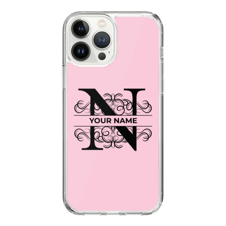 Apple iPhone 15 Pro Max / Clear Classic Split Floral Initial Phone Case - Stylizedd.com