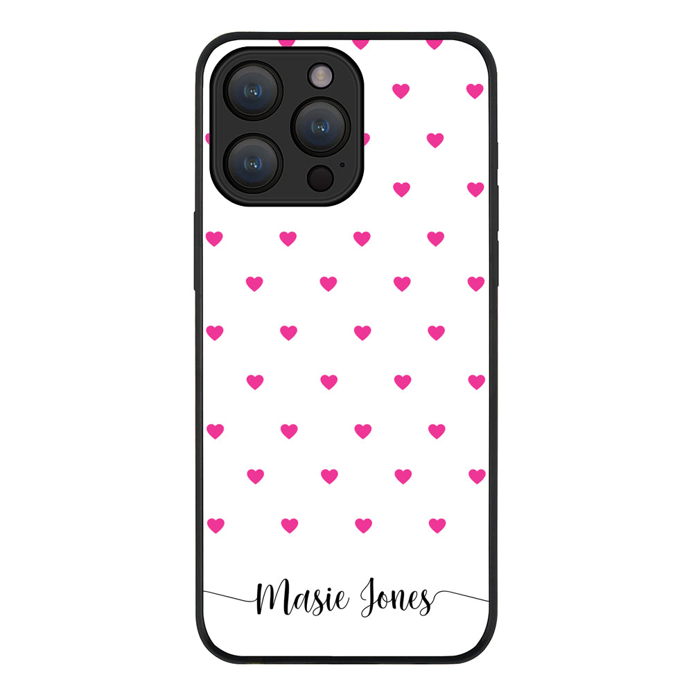 Apple iPhone 15 Pro Max / Tough Pro Heart Pattern Custom Text, My Name Phone Case - Stylizedd.com
