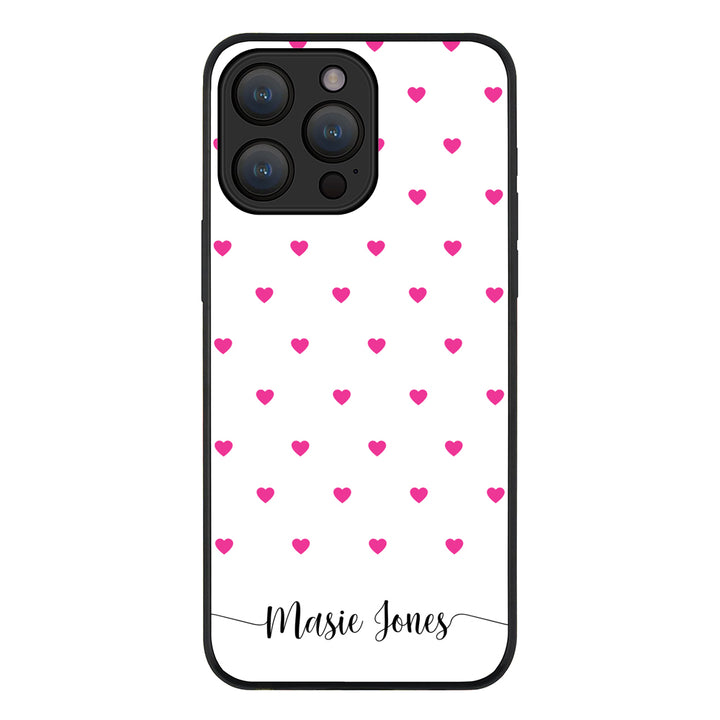 Apple iPhone 15 Pro Max / Tough Pro Heart Pattern Custom Text, My Name Phone Case - Stylizedd.com