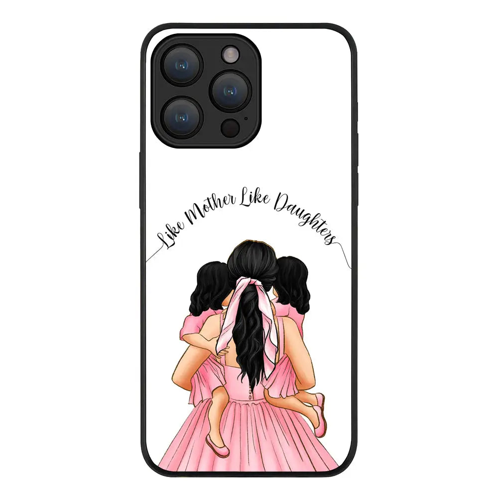 Apple iPhone 15 Pro Max / Rugged Black Mother 2 daughters Custom Clipart, Text Phone Case - Stylizedd.com
