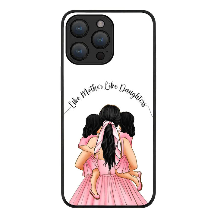 Apple iPhone 15 Pro Max / Rugged Black Mother 2 daughters Custom Clipart, Text Phone Case - Stylizedd.com