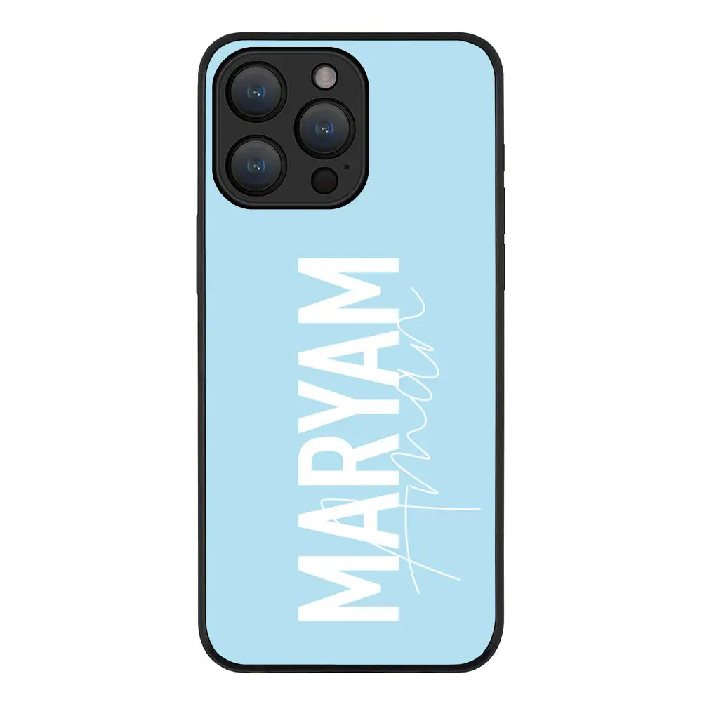 Apple iPhone 15 Pro Max / Rugged Black Personalized Name Vertical, Phone Case - Stylizedd.com