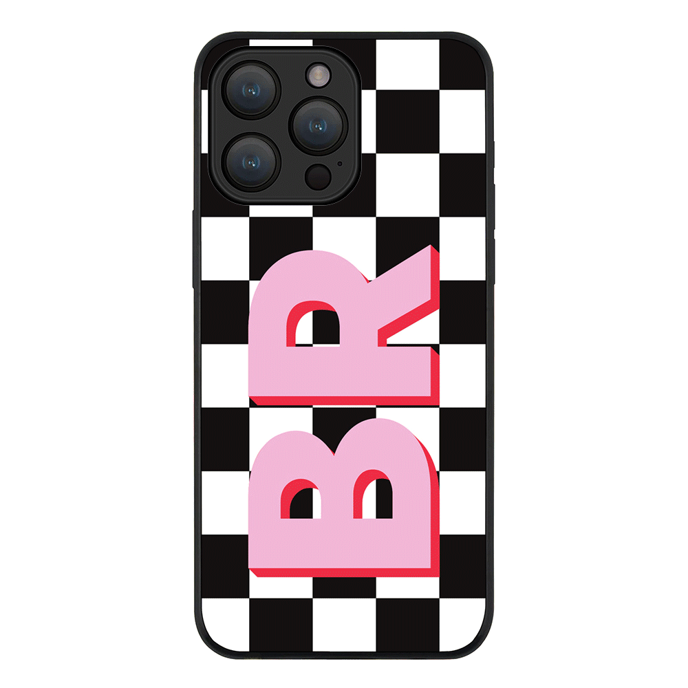 Apple iPhone 15 Pro Max / Tough Pro Custom Monogram Initial Checkerboard, Phone Case - Stylizedd.com