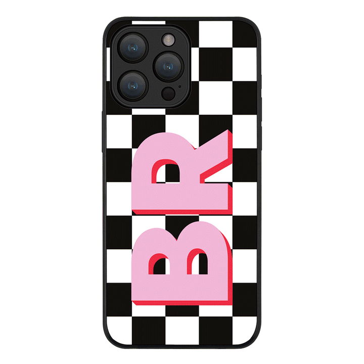 Apple iPhone 15 Pro Max / Tough Pro Custom Monogram Initial Checkerboard, Phone Case - Stylizedd.com