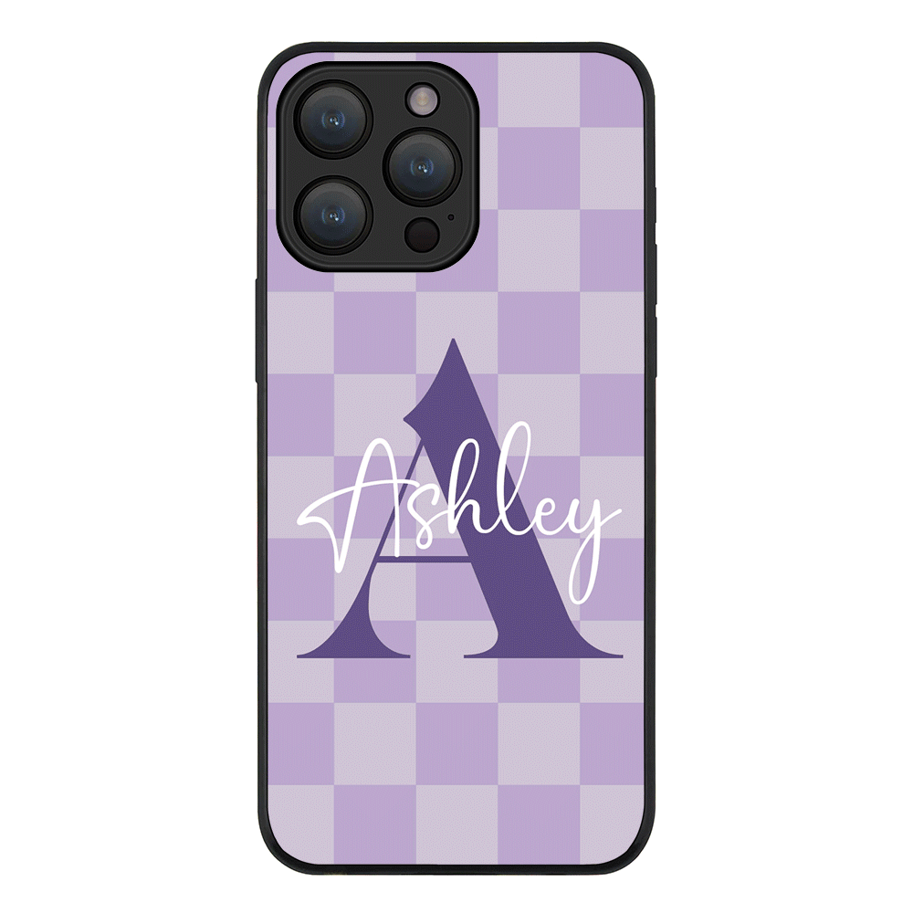 Apple iPhone 15 Pro Max / Tough Pro Personalized Name Initial Monogram Checkerboard, Phone Case - Stylizedd.com