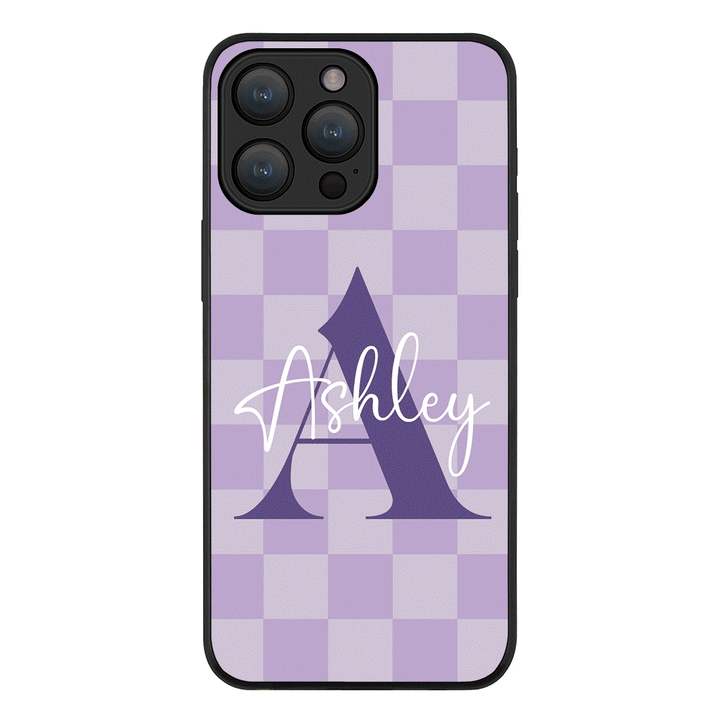 Apple iPhone 15 Pro Max / Tough Pro Personalized Name Initial Monogram Checkerboard, Phone Case - Stylizedd.com