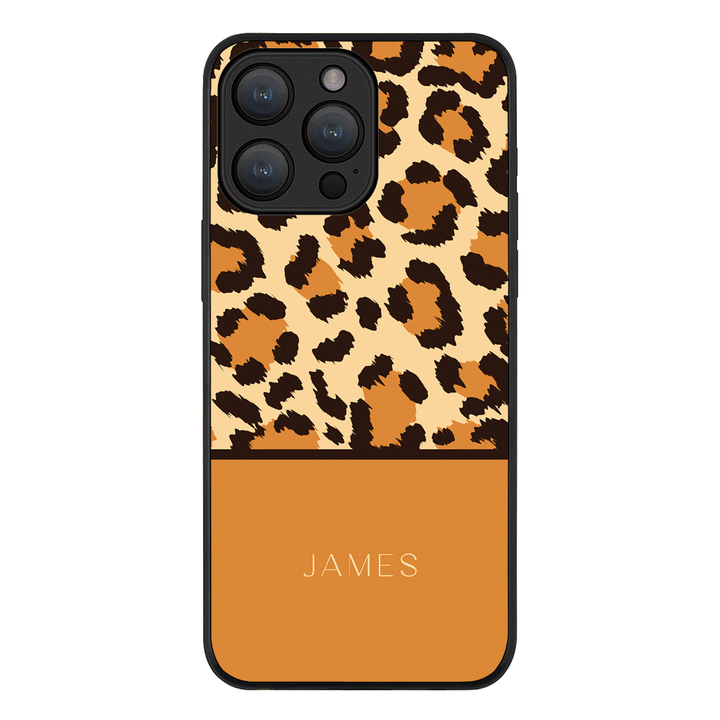 Apple iPhone 15 Pro Max / Rugged Black Personalized Text Animal Skin Pattern, Phone Case - Stylizedd.com