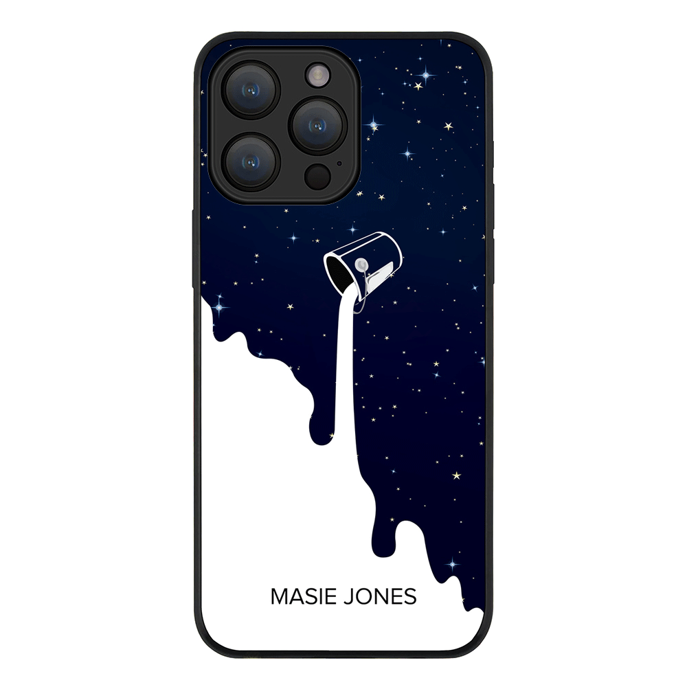 Apple iPhone 15 Pro Max / Rugged Black Personalized Name Milky Way, Phone Case - Stylizedd.com