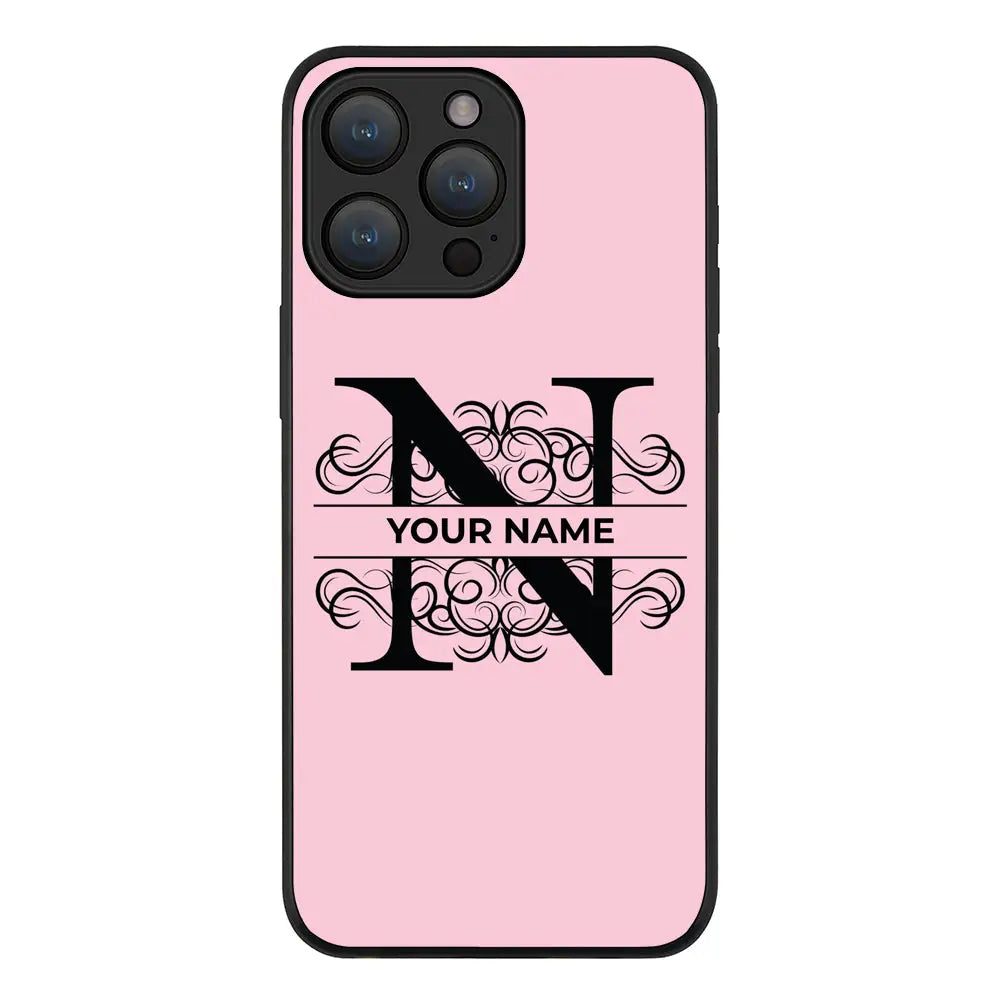 Apple iPhone 15 Pro Max / Rugged Black Split Floral Initial Phone Case - Stylizedd.com