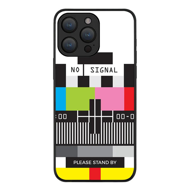 Apple iPhone 15 Pro Max / Rugged Black Personalized Text Retro No Signal TV Channel, Phone Case - Stylizedd.com