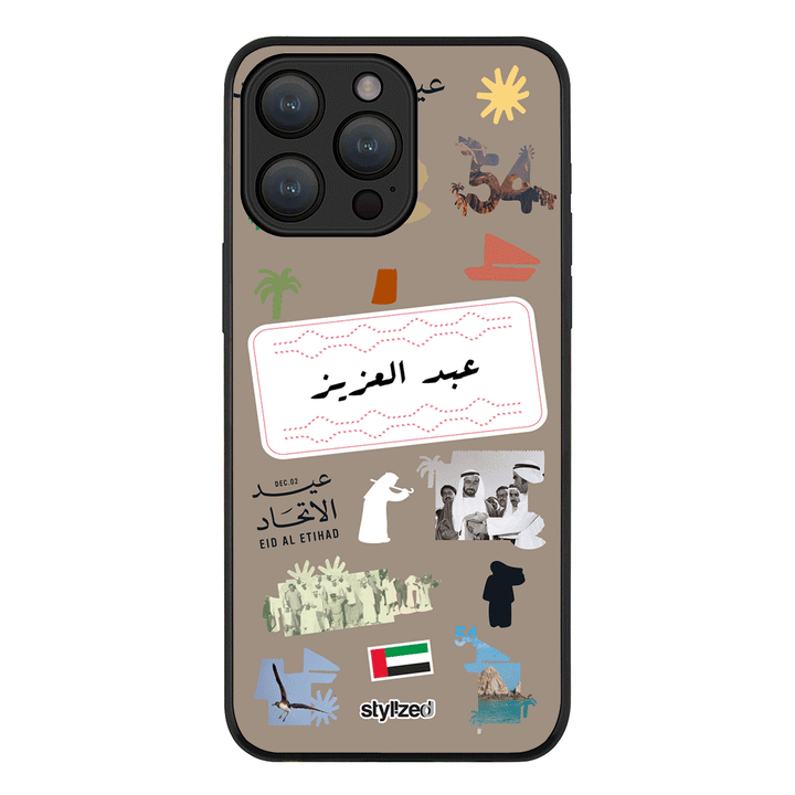 Apple iPhone 15 Pro Max / Rugged Black Custom Eid Al Etihad 54 National Day Sticker, Phone Case - Stylizedd.com